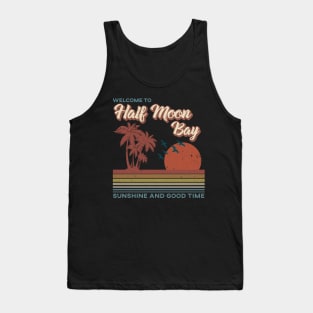 Half Moon Bay Beach - Half Moon Bay Beach Retro Sunset Tank Top